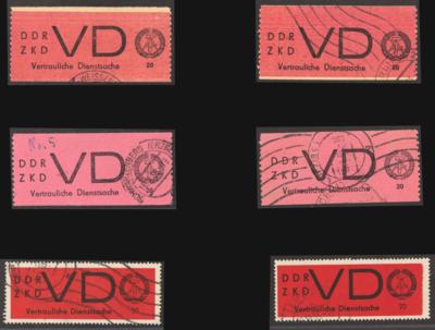 gestempelt - DDR Dienstm. für vertrauliche Dienstsachen Nr. 1A + 2 + 3x, - Briefmarken und Ansichtskarten