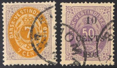 gestempelt - Sammlung DänischWestindien Ausg. 1866/1907, - Známky a pohlednice
