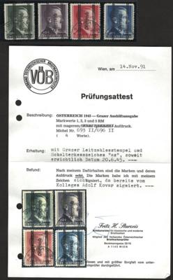gestempelt - Sammlung Österr. 1945/1987 u.a. GRAZER MARKWERTE mager sign. Kovar und Prüfungsattest Sturzeis, - Francobolli e cartoline