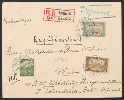 Poststück - Flieger - kurierlinie Budapest - Wien: Verspätete Aufgabe für Erstflug, - Briefmarken und Ansichtskarten