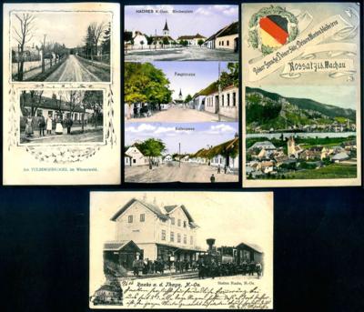 Poststück - Interess. Partie AK mit - Briefmarken und Ansichtskarten