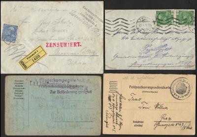 Poststück - Österr. Feldpost WK I - Festung Przemysl - Interess. Partie Poststücke 1914/1915 - Briefmarken und Ansichtskarten