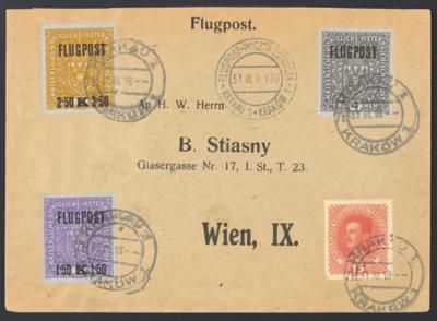 Poststück - Österr. Flieger - Kurierlinie Krakau - Wien (Flugrichtung Kiew - Wien): ERSTFLUGVERSUCH - Briefmarken und Ansichtskarten
