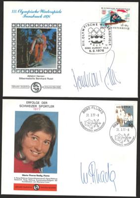 Poststück - Partie Autogramme auf Karten und Sonderbelegen meist Schweizer Skisportler, - Známky a pohlednice