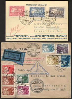 Poststück - Partie Flugpost Europa und Übersee mit Österr. - D.Reich- Griechenland - Ungarn, - Briefmarken und Ansichtskarten
