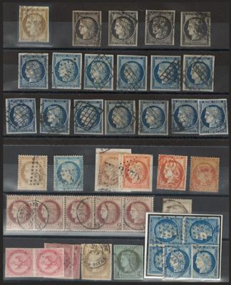 .gestempelt/Briefstück - Kleine Partie AltFrankreich und etwas Kolonien, - Stamps and postcards