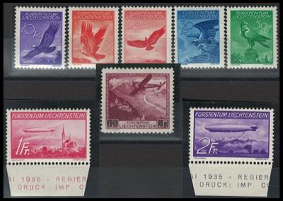 ** - Liechtenstein Flug  Nr. 143 z/47 z (geriff. Pap.),148, - Stamps and postcards