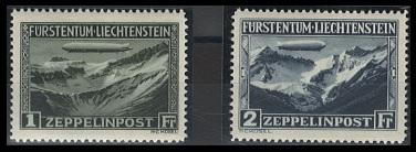 ** - Liechtenstein Zepp. Flug Nr. 114/15 postfr., - Briefmarken und Ansichtskarten