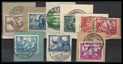 Briefstück - D.Reich Nr. 499/507 (Wagner - Serie) auf 9 Briefstück, - Francobolli e cartoline