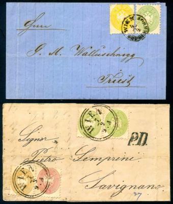 Poststück - Österr. Monarchie - Kl. Partie POststücke Ausg. 1863/64, - Briefmarken und Ansichtskarten
