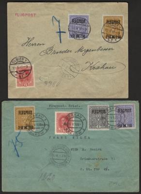 Poststück - Partie Flugpost 1918 - Fliegerkurierlinien Wien - Lemberg vom 5.6. 1918, - Stamps and postcards