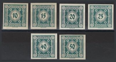** - Österr. I. Rep. - Porto Nr. 112U/117U (Ausgabe 1922 UNGEZÄHNT), - Stamps and postcards