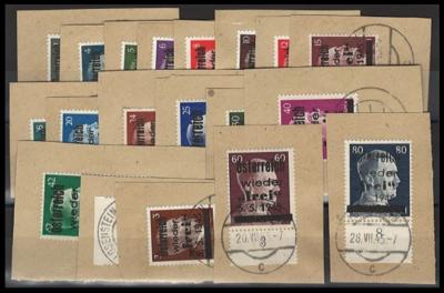 Briefstück - Österr. 1945 - Lokalausgabe Brückenspendenmarken LOSENSTEIN - Satz auf 19 Briefstück, - Briefmarken und Ansichtskarten