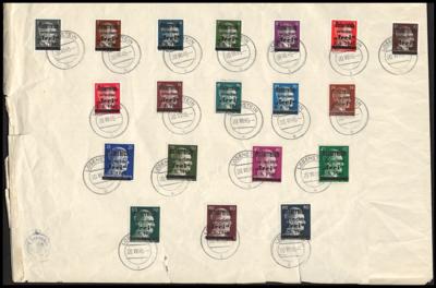 Briefstück - Österr. 1945 - Lokalausgabe Brückenspendenmarken LOSENSTEIN - Satz zu 19 Werten auf Blatt, - Briefmarken und Ansichtskarten