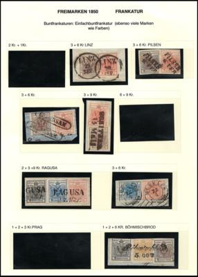 Briefstück/Poststück/gestempelt - Österr. Ausg. 1850 - Kl. Partie Buntfrankaturen, - Briefmarken und Ansichtskarten