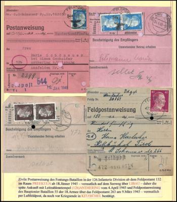 Poststück - D. Feldpost Kurland 2 Feld/Postanweisungen über den See- bzw. Luftweg nach KITZBÜHEL bzw. ANTHERING, - Stamps and postcards