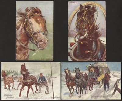 Poststück - Verlag Brüder Kohn - Künstler Ludwig Koch - Partie Pferde - Motivkarten, - Stamps and postcards