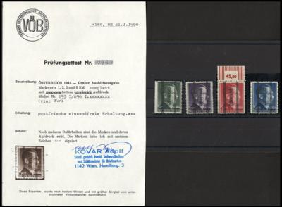 ** - Österr. 1945 - Nr. 693I/96I (Grazer Markwerte fett) sign. mit Prüfungsattest Kovar, - Známky a pohlednice