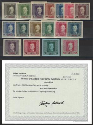 ** - Österr. Feldpost - Ausg. für Rumänien Nr. 1U/17U, - Stamps and postcards