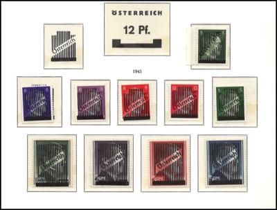 ** - Sammlung Österr. 1945/1972 mit Gitter - Kindheit - Kärnten - Flug 1950/53 - Wiederaufbau II, - Briefmarken und Ansichtskarten