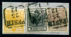 Briefstück - Österr. Nr. 1+2+4 auf Briefstück, - Briefmarken und Ansichtskarten