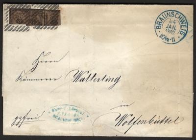 Poststück - Braunschweig Nr. 9 Halbierung + Viertelung attraktiv auf Brief nach Wolfsbüttel, - Známky a pohlednice