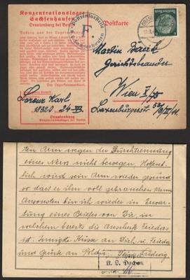 Poststück - D.Reich - KZ Oranienburg - Vordruckkarte über die Lagerzensurf nach Wien vom 10.8. 1940, - Briefmarken und Ansichtskarten