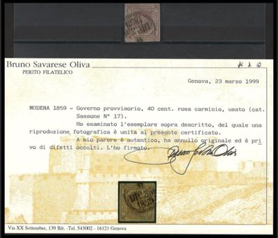 .gestempelt - Modena Nr. 10b (40 Cent. karminrosa) breit- bis - Briefmarken und Ansichtskarten