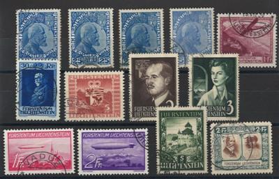 .gestempelt - Sammlung Liechtenstein 1912/1993, - Známky a pohlednice