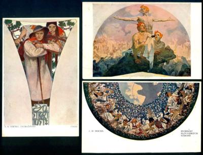 Poststück - Alfons Mucha 5 attraktive - Briefmarken und Ansichtskarten