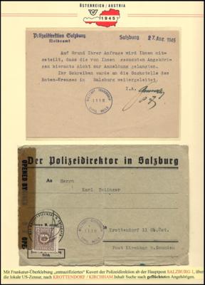 Poststück - Österr. Dokumentation Polize/Gendarmerie in den frühen Nachkriegstagen, - Známky a pohlednice