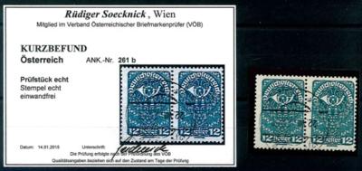 .gestempelt - Österr. Nr. 261b (dunkelblaugrün) im senkrechten Paar, - Francobolli e cartoline