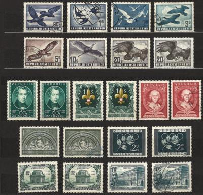 **/*/gestempelt/(*) - Partie Österr. ab 1945 u.a. mit Flug 1950/53 gestempelt, - Stamps and postcards