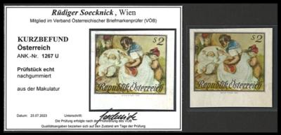(*) - Österr. Nr. 1267U - laut Kurzbefund Soecknick ist das Prüfstück "echt, - Briefmarken und Ansichtskarten