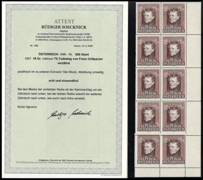 ** - Österr. Nr. 809 V Grillparzer), - Stamps and postcards