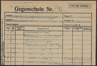 Poststück - Formulare - L2 "K. u. k. Luftverkehr Mil. Fluglinienstation Kiew" auf Gegenschein von Kiew vom 1. XI. 1918, - Známky a pohlednice