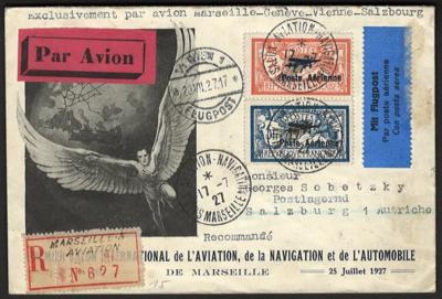 Poststück - Frankreich Flug Nr. 220/21auf echt geflogenem Schmuckbrief, - Stamps and postcards