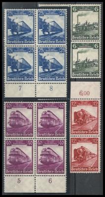 ** - D.Reich Nr. 580/83 (100 Jahre D. Eisenbahn) in Viererblöcken, - Briefmarken und Ansichtskarten