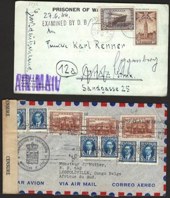Poststück/Briefstück - Partie Poststücke Canada mit viel Flug- u. Rekopost, - Stamps and postcards