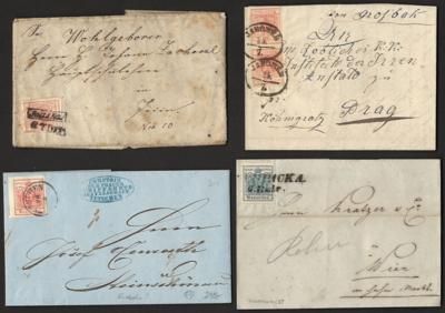 Poststück - Österr. 1850 - ca. 24 Poststück mit Nr. 3/5 auch seltenere Stempel wie Vzacna Raz, - Briefmarken und Ansichtskarten