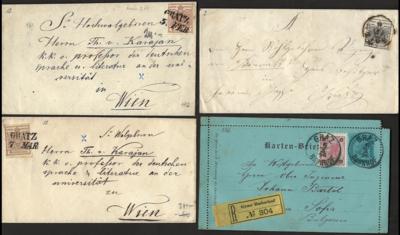Poststück - Österr. Monarchie - Interess. Partie Heimatbelege GRAZ ab Ausg. 1850, - Francobolli e cartoline