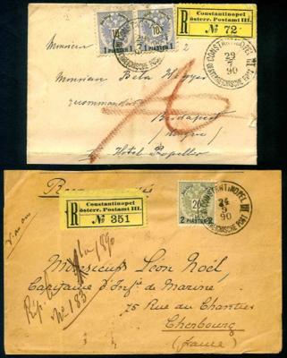 Poststück - Österr. Post in d. Levante 10 Belege frank. mit Ausg. 1883, - Francobolli e cartoline