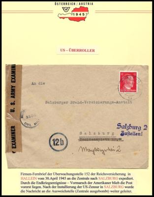 Poststück - Salzburg 1945 Interess. Belegepartie u.a. Zensuren, - Známky a pohlednice