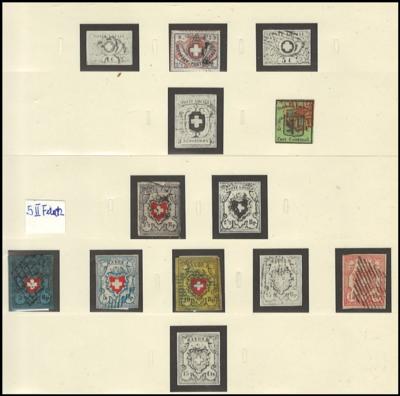 .gestempelt/* - Sammlung Schweiz ca. 1859/1937 u.a. mit Nr. 4 gestempelt (Mgl.), - Stamps and postcards