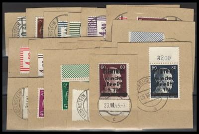 Briefstück - Österr. 1945 - Lokalausgabe Brückenspendenmarken LOSENSTEIN - Satz auf 19 Briefstück, - Briefmarken und Ansichtskarten