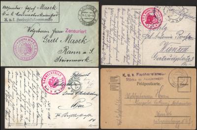 Poststück - Österr. Feldpost WK I - Partie meist Marinedienststellen u.a. aus Dalmatien, - Briefmarken und Ansichtskarten