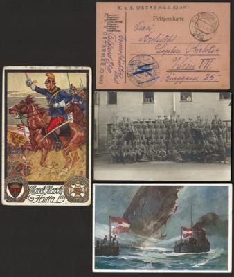 Poststück - Partie Österr. Feld- und POW Post WK I mit Werbekarten, - Francobolli e cartoline