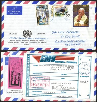 Poststück - Sammlung Österr. UNO - Kriseneinsatz in Ruanda 1995 verschied. Postwege, - Stamps and postcards