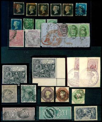 .gestempelt/Briefstück/*/(*) - Partie Großbrit. ab 1840, - Briefmarken und Ansichtskarten
