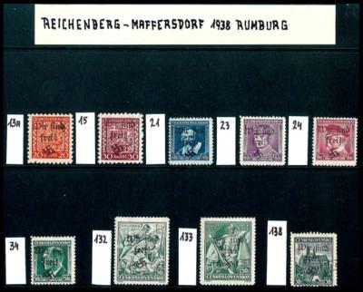 */gestempelt - Deutschland Sudetenland interessante Zusammenstellung mit div. mittl. W., - Briefmarken und Ansichtskarten
